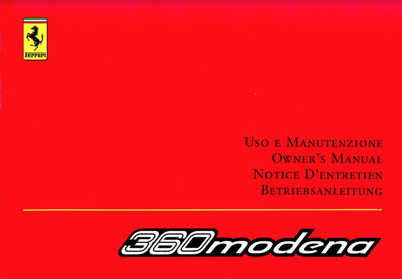 Ferrari 360 Modena Owners Manual Official (PDF)